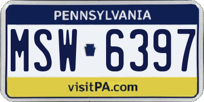 PA license plate MSW6397