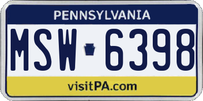 PA license plate MSW6398