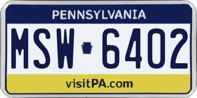 PA license plate MSW6402