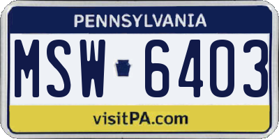PA license plate MSW6403