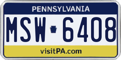 PA license plate MSW6408