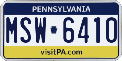PA license plate MSW6410