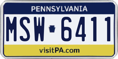 PA license plate MSW6411