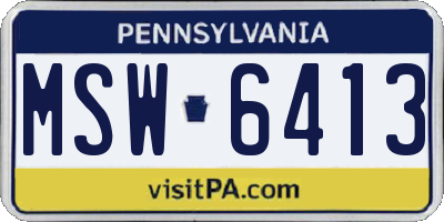 PA license plate MSW6413