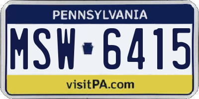 PA license plate MSW6415