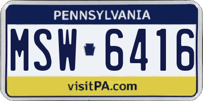 PA license plate MSW6416