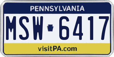 PA license plate MSW6417