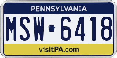PA license plate MSW6418
