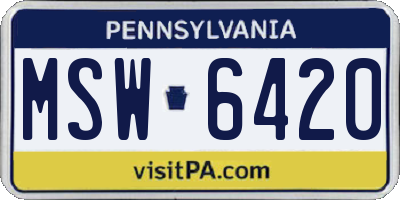 PA license plate MSW6420