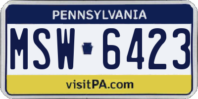 PA license plate MSW6423
