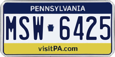PA license plate MSW6425