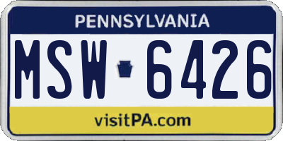 PA license plate MSW6426