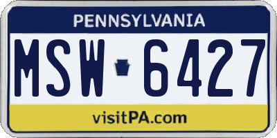 PA license plate MSW6427