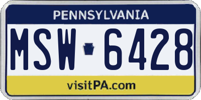 PA license plate MSW6428