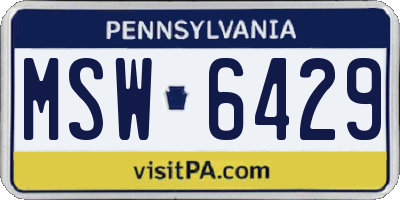 PA license plate MSW6429