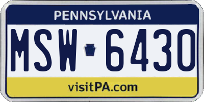 PA license plate MSW6430