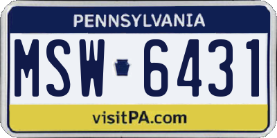 PA license plate MSW6431