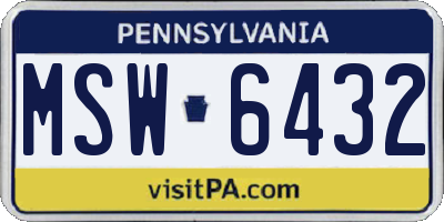 PA license plate MSW6432