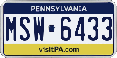 PA license plate MSW6433
