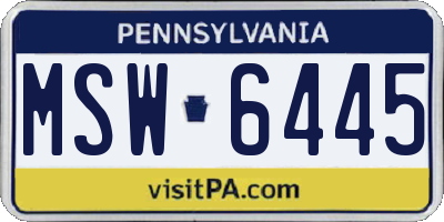 PA license plate MSW6445