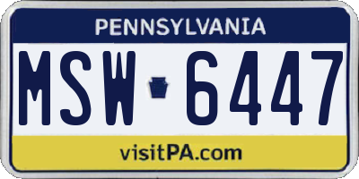 PA license plate MSW6447