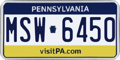 PA license plate MSW6450