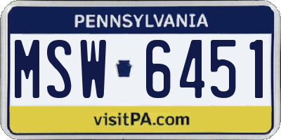 PA license plate MSW6451