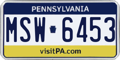 PA license plate MSW6453