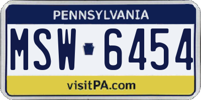 PA license plate MSW6454
