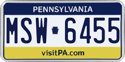 PA license plate MSW6455