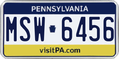 PA license plate MSW6456