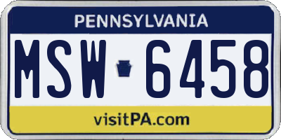 PA license plate MSW6458