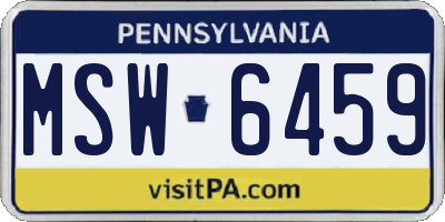 PA license plate MSW6459