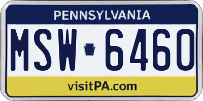 PA license plate MSW6460