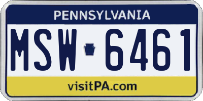 PA license plate MSW6461