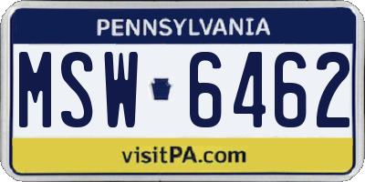 PA license plate MSW6462