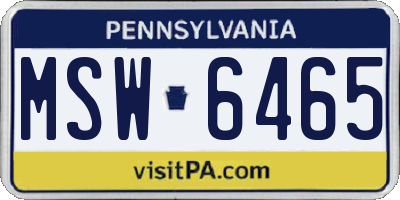 PA license plate MSW6465