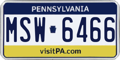 PA license plate MSW6466