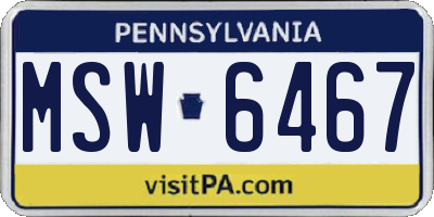 PA license plate MSW6467