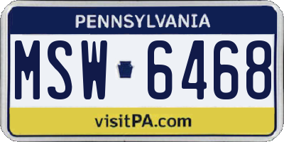 PA license plate MSW6468