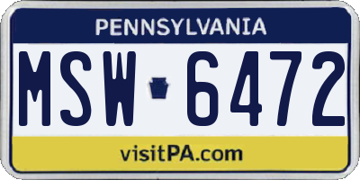 PA license plate MSW6472