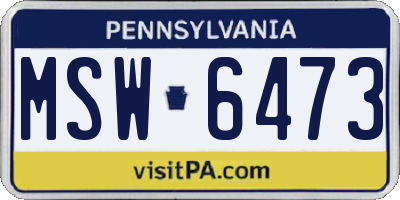 PA license plate MSW6473