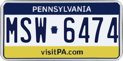 PA license plate MSW6474