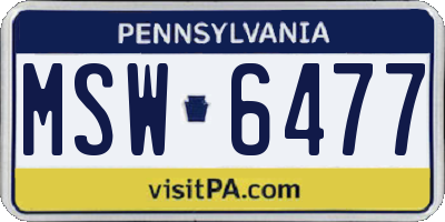 PA license plate MSW6477
