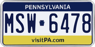 PA license plate MSW6478