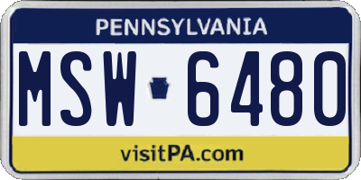 PA license plate MSW6480