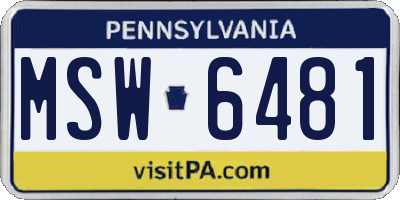 PA license plate MSW6481