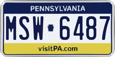 PA license plate MSW6487
