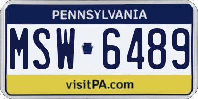PA license plate MSW6489