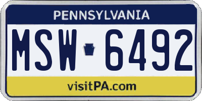 PA license plate MSW6492